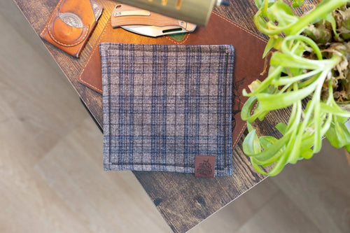Blue Gray Check, Wool Hank EDC Handkerchief - Renegade Provisions Co.