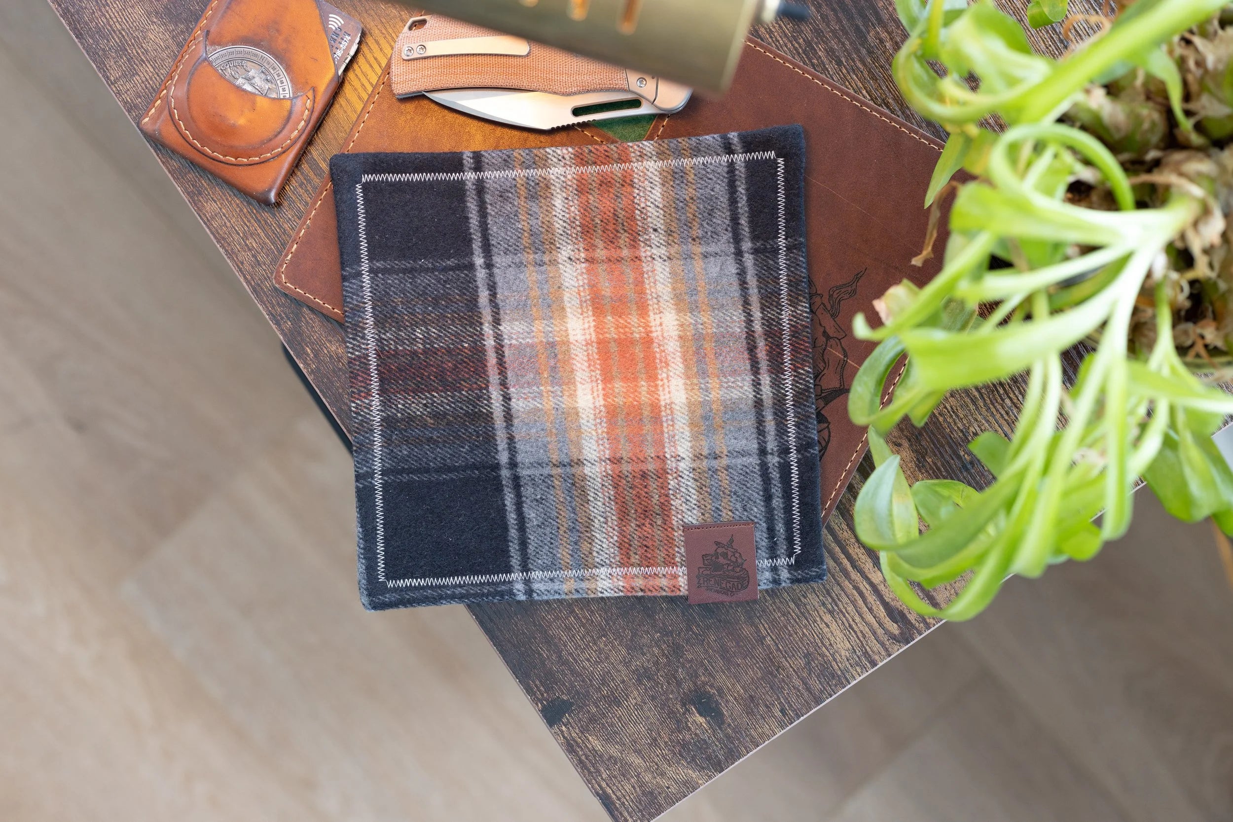 Black, Orange and Gray Wool Hank EDC Handkerchief - Renegade Provisions Co.